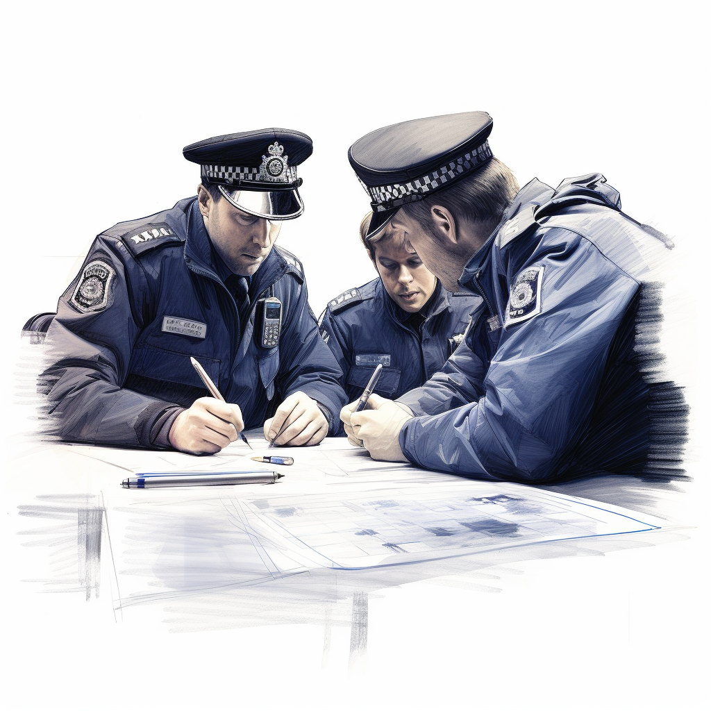 British police briefing sketch