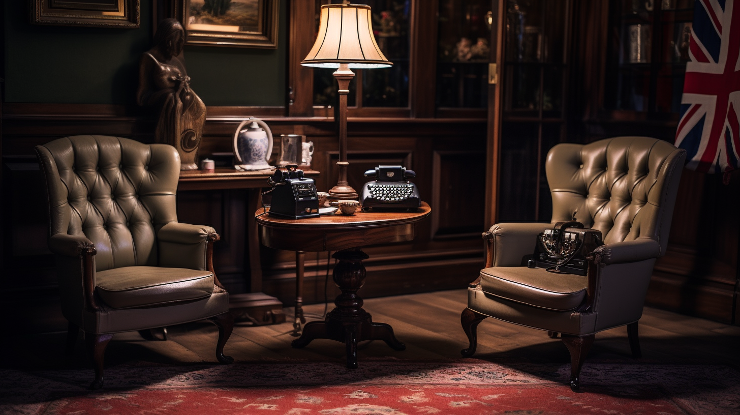 Elegant British Royals Room with Chairs and Telephone