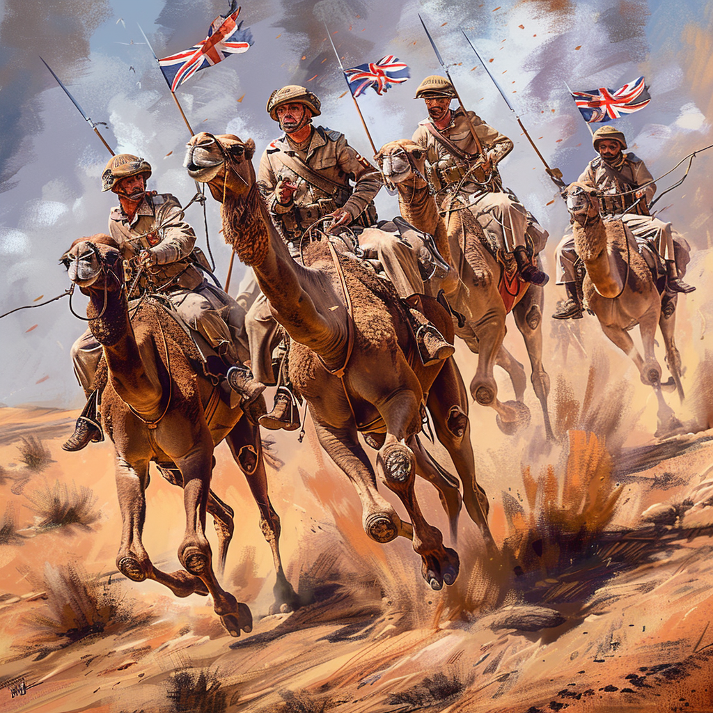 soldiers on camels charging war