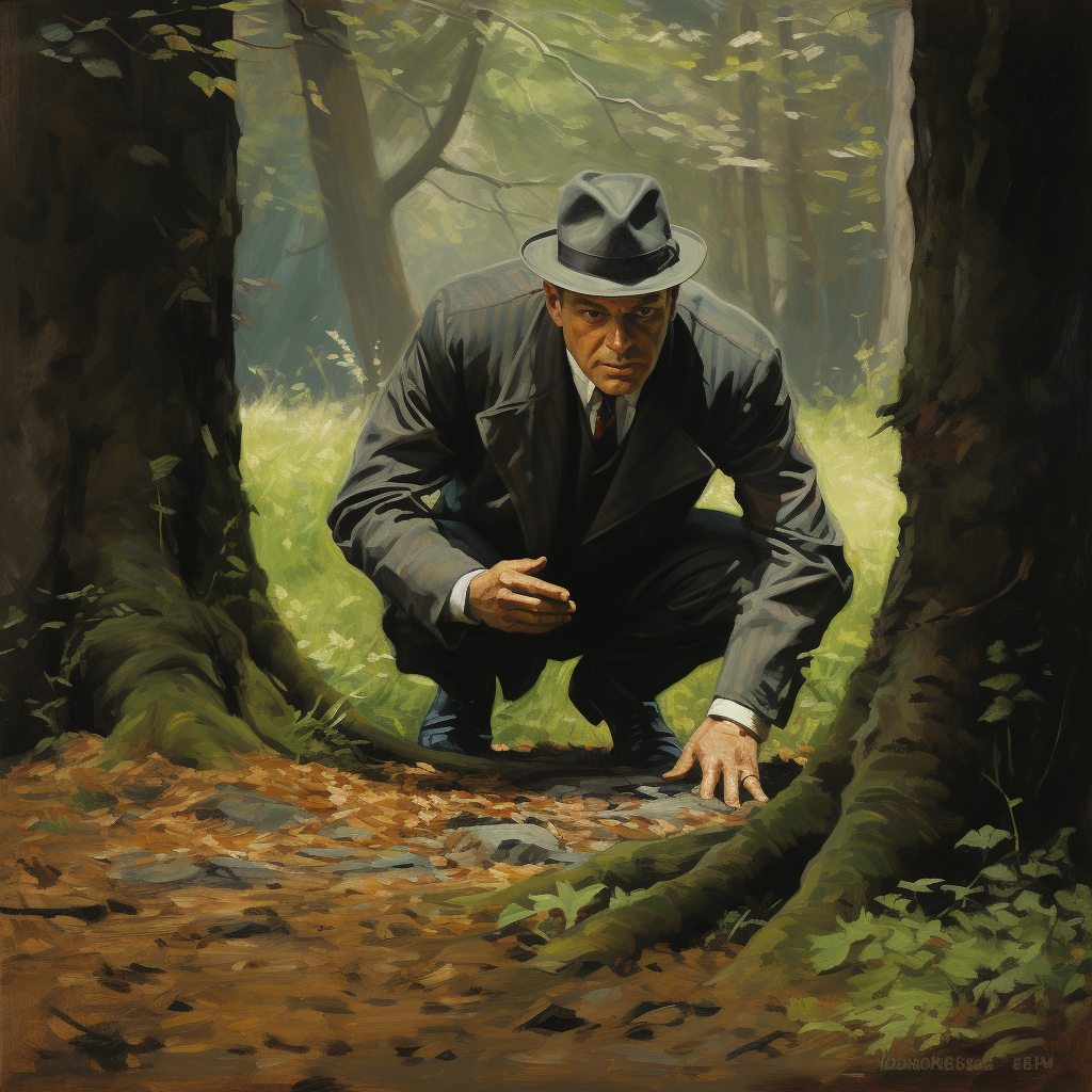 British Spy Searching Golf Ball in Woods