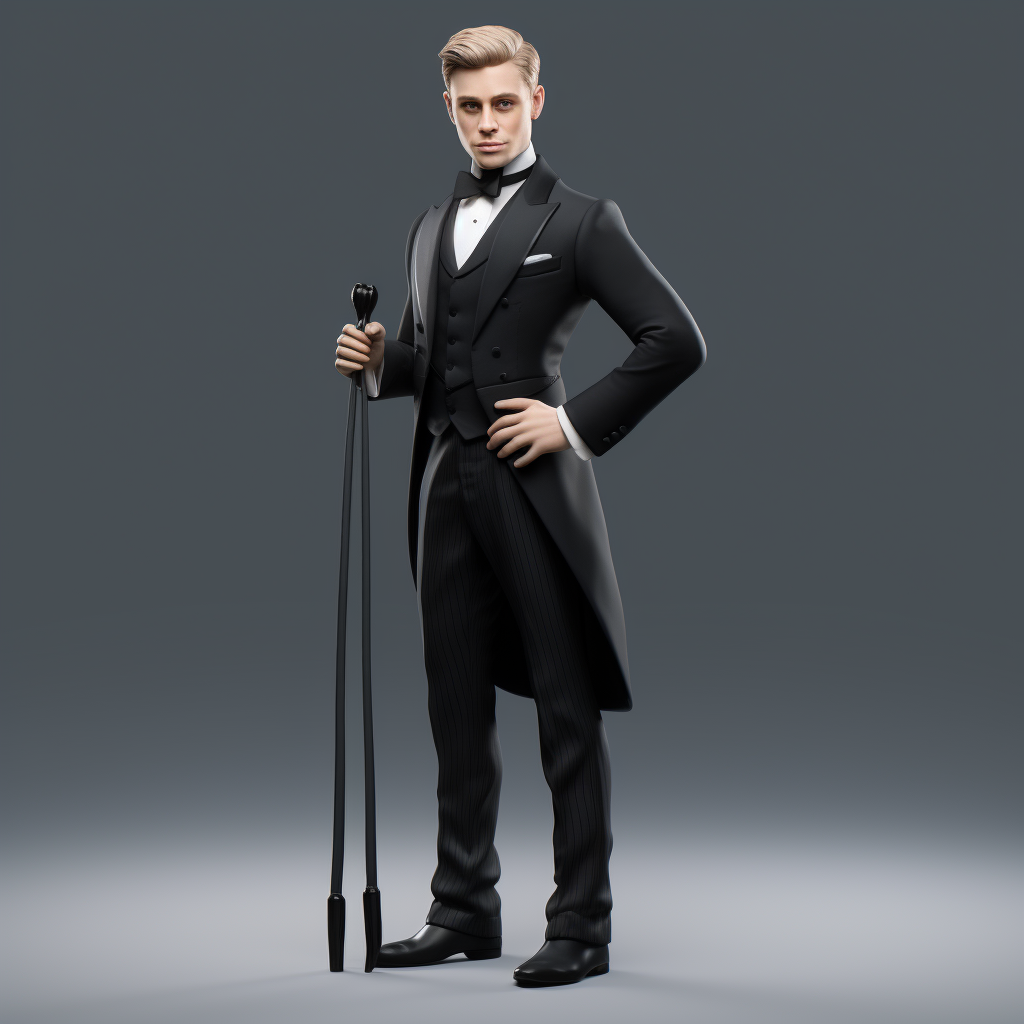 Sophisticated British Butler in Black Suit