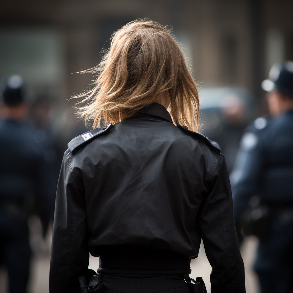 British police woman with blurred background