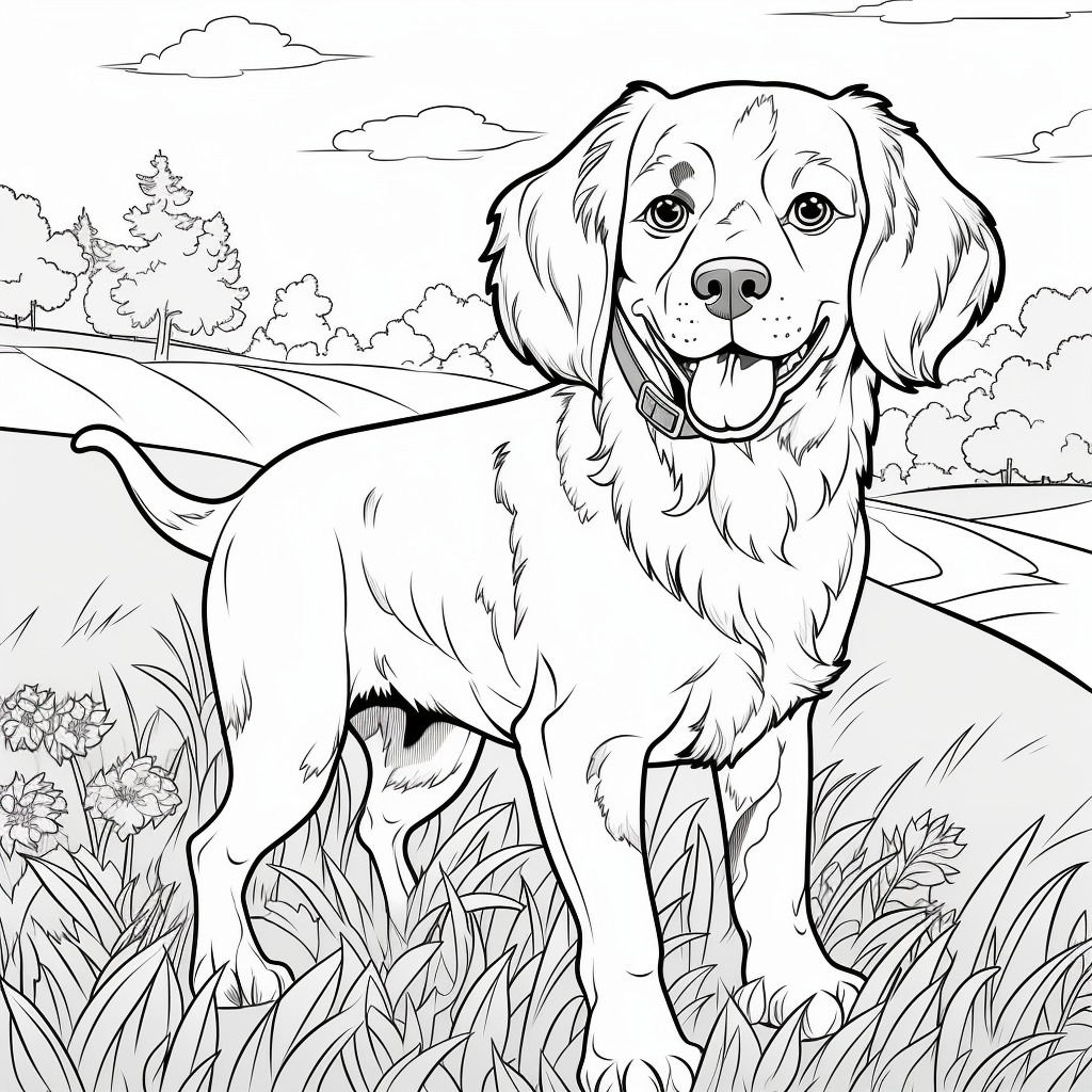 Cartoon Brittany Spaniel Coloring Page