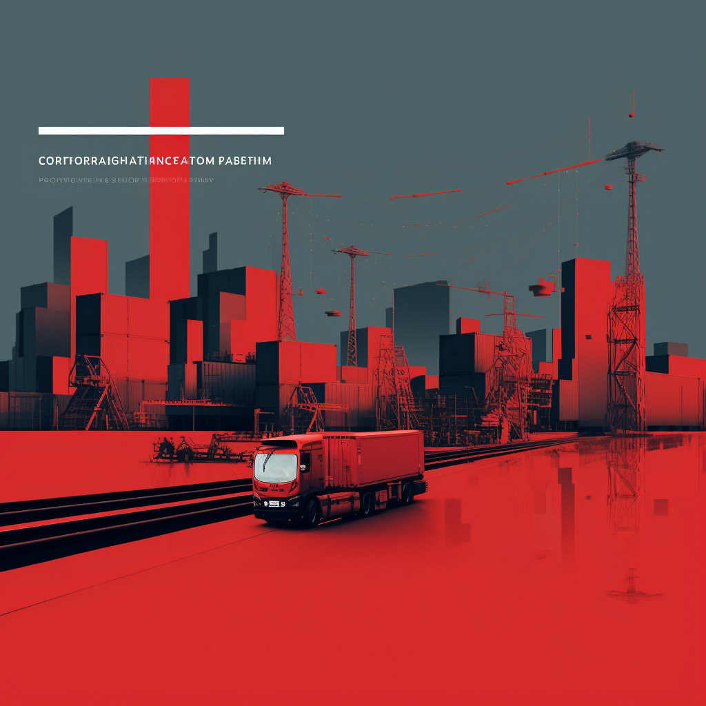 Brochure cover with red abstract industrial urban scenes