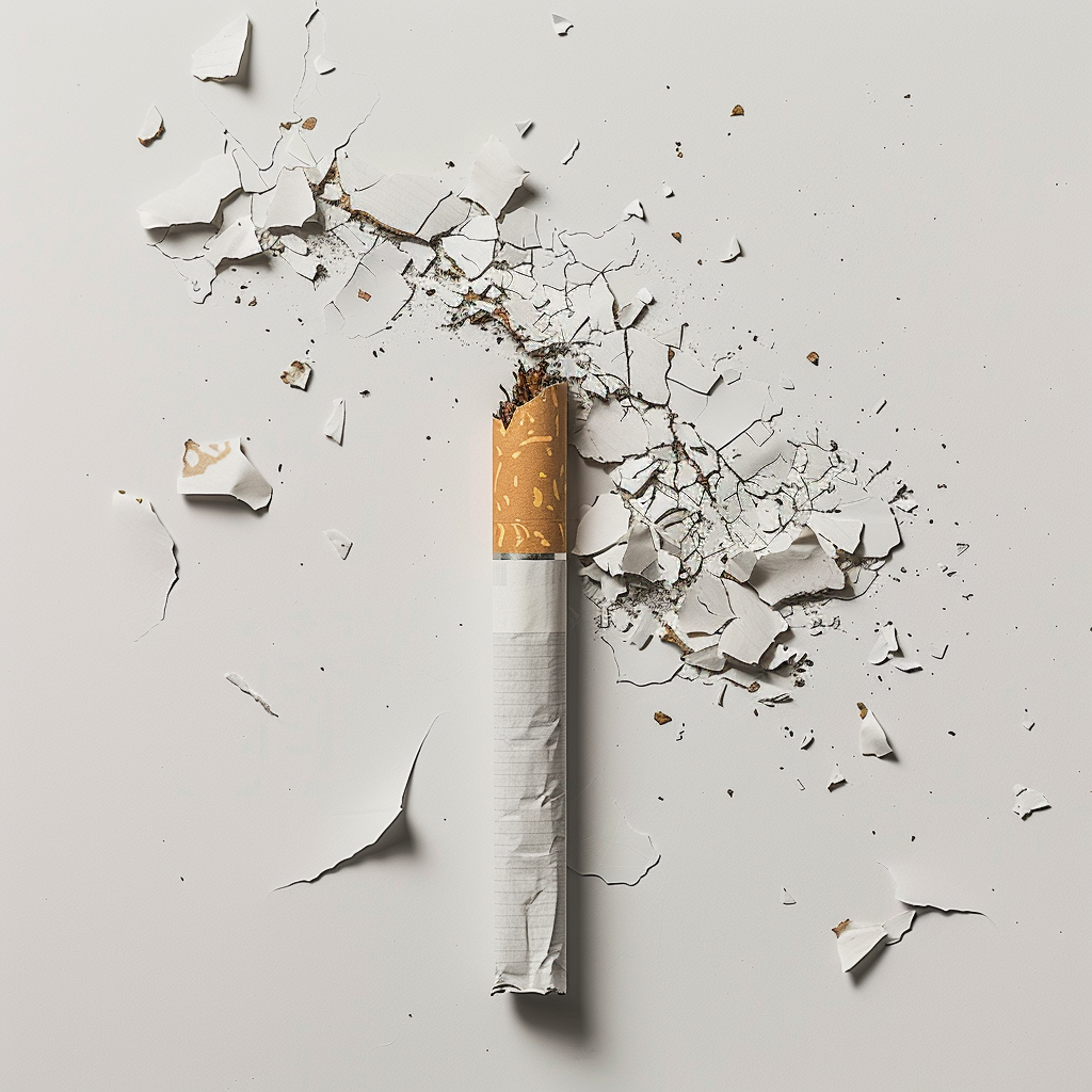 Broken Cigarette On White Background