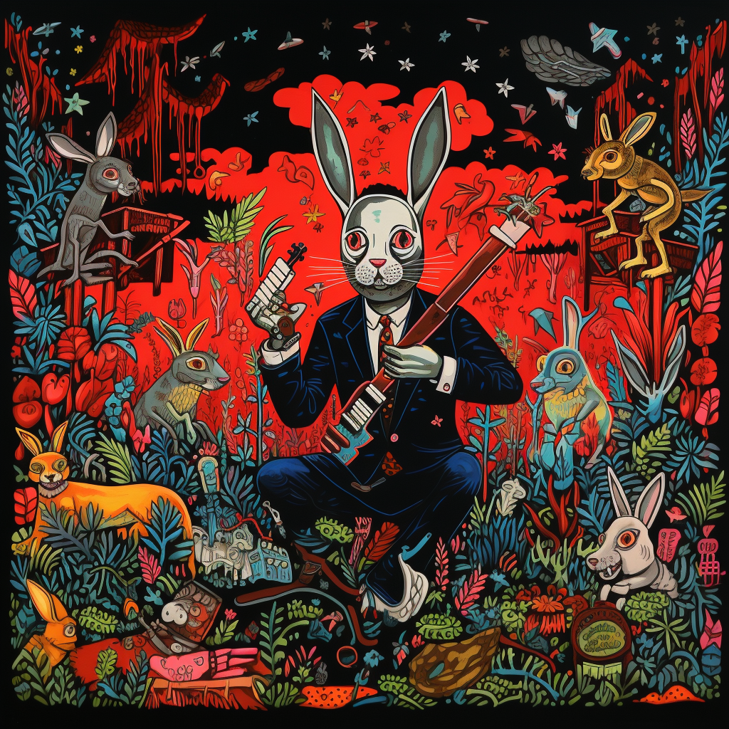 Colorful rabbits artwork by Broken Fingaz