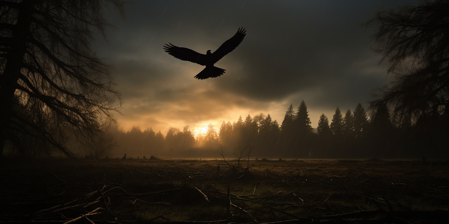 Flying Broken Glass Bird in Dark Sky