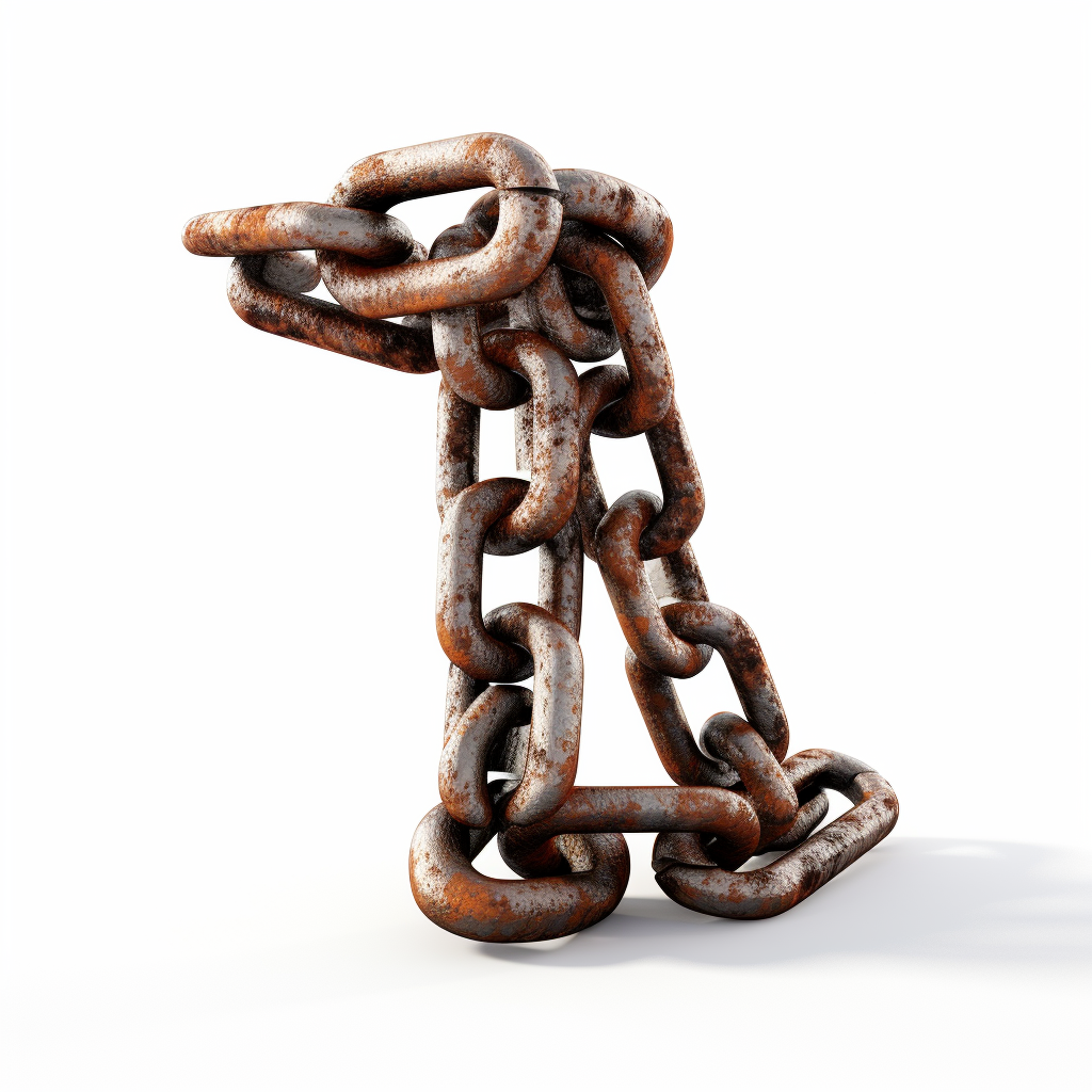 Image of Broken Links on a Rusty Chain