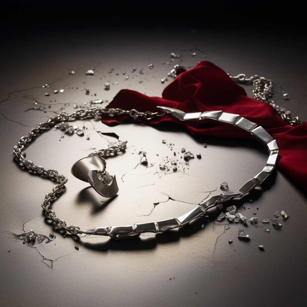 Image of a Broken Silver Necklace