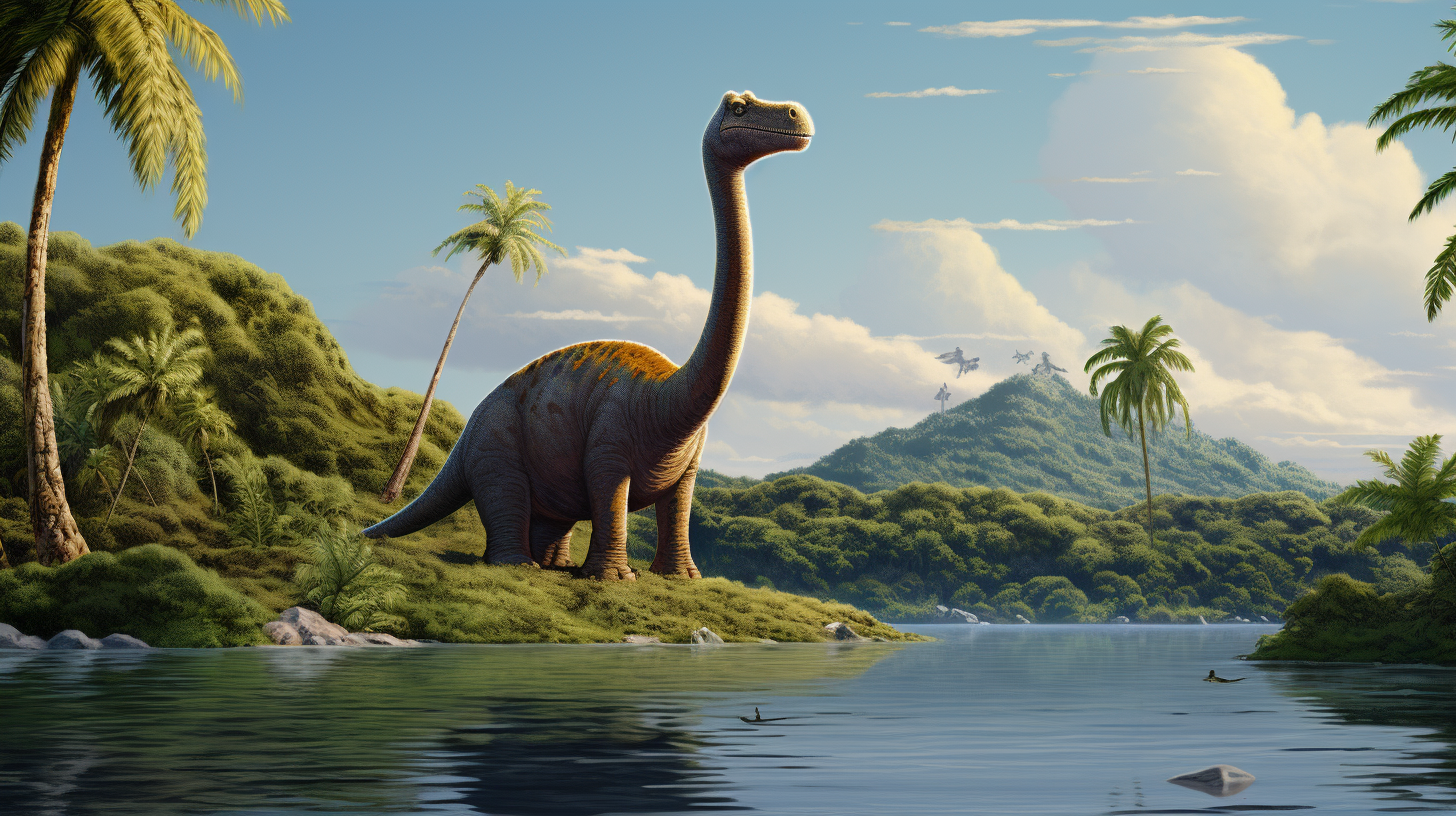 Beautiful Brontosaurus on Island