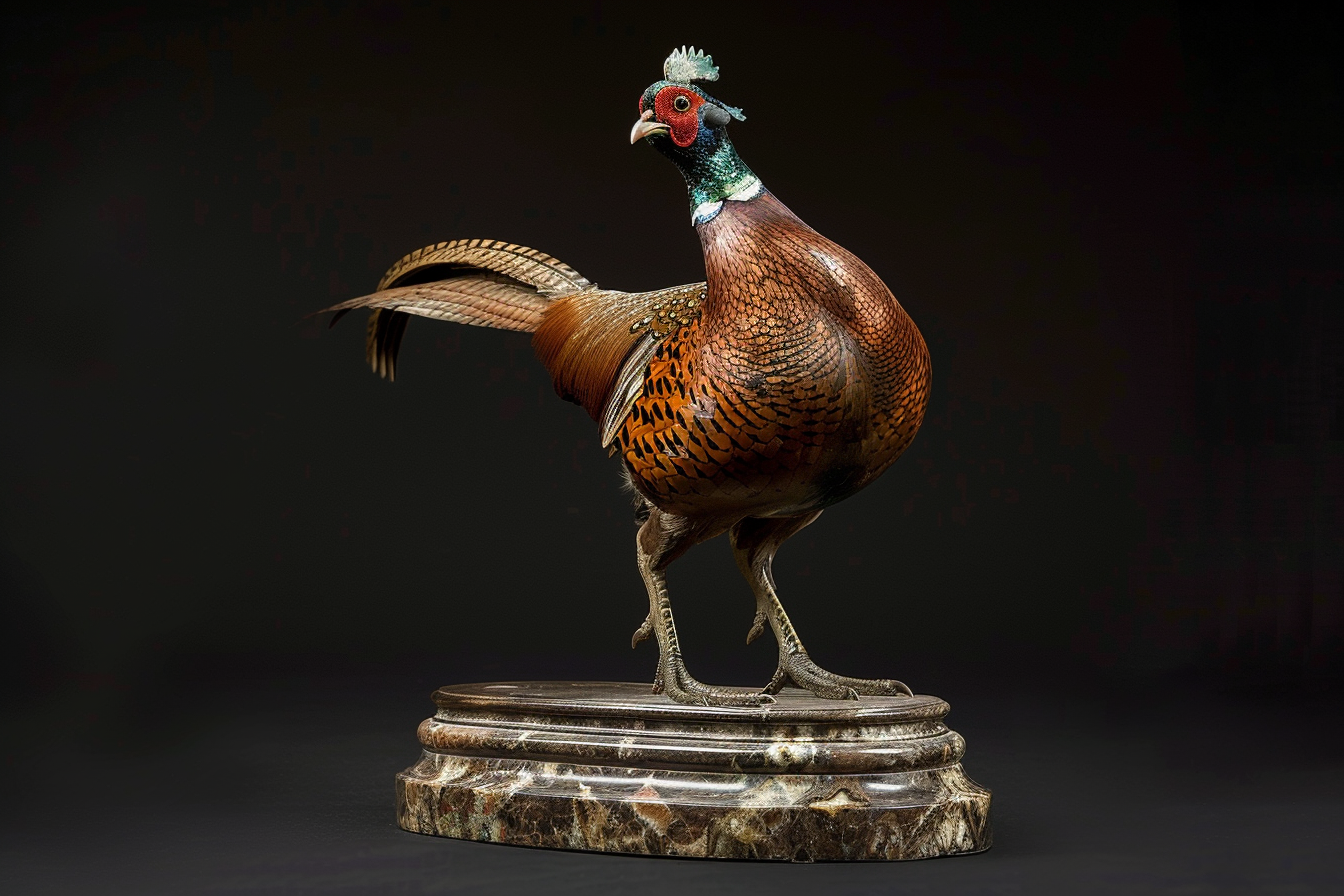 Large bronze copper pheasant statue