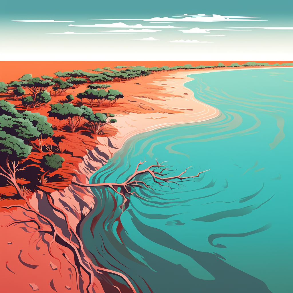 Beautiful Illustration of Broome's Roebuck Bay