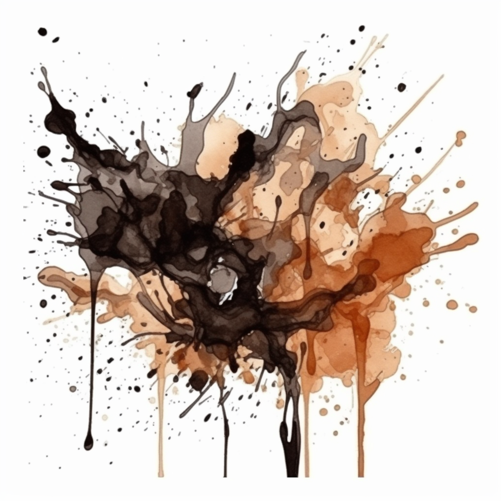 Watercolor style brown and black splash