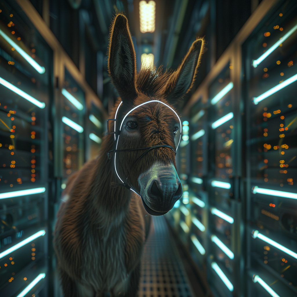 Brown donkey in server room