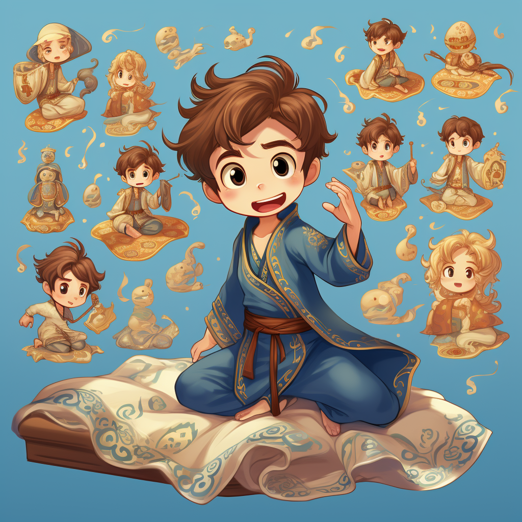 Brown Haired Boy on Flying Carpet