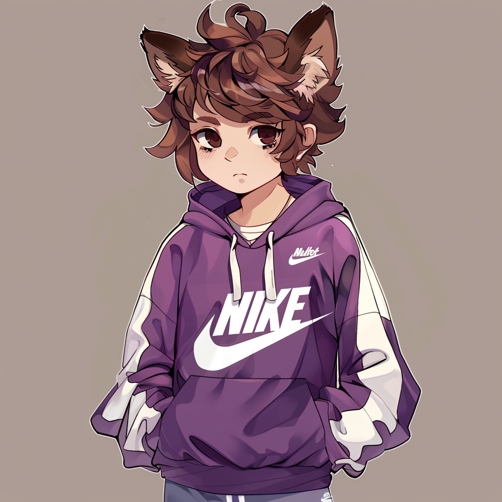 Boy in Purple Nike Wolf Hoodie