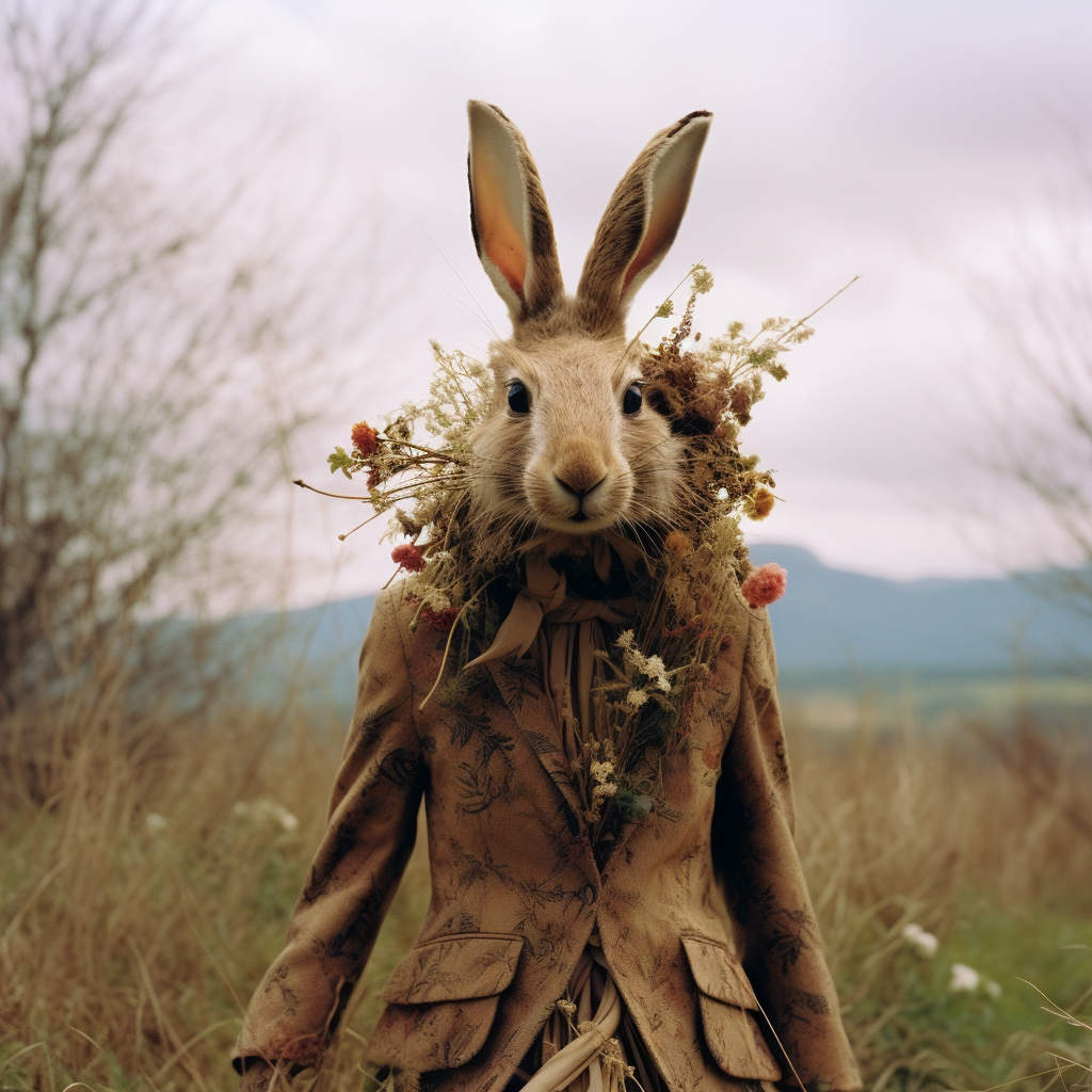 Beautiful brown hare in nature