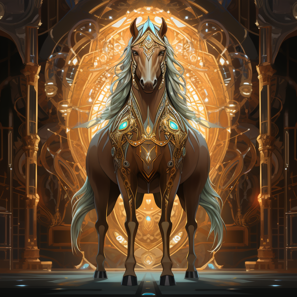 Exotic brown horse with jewels outline