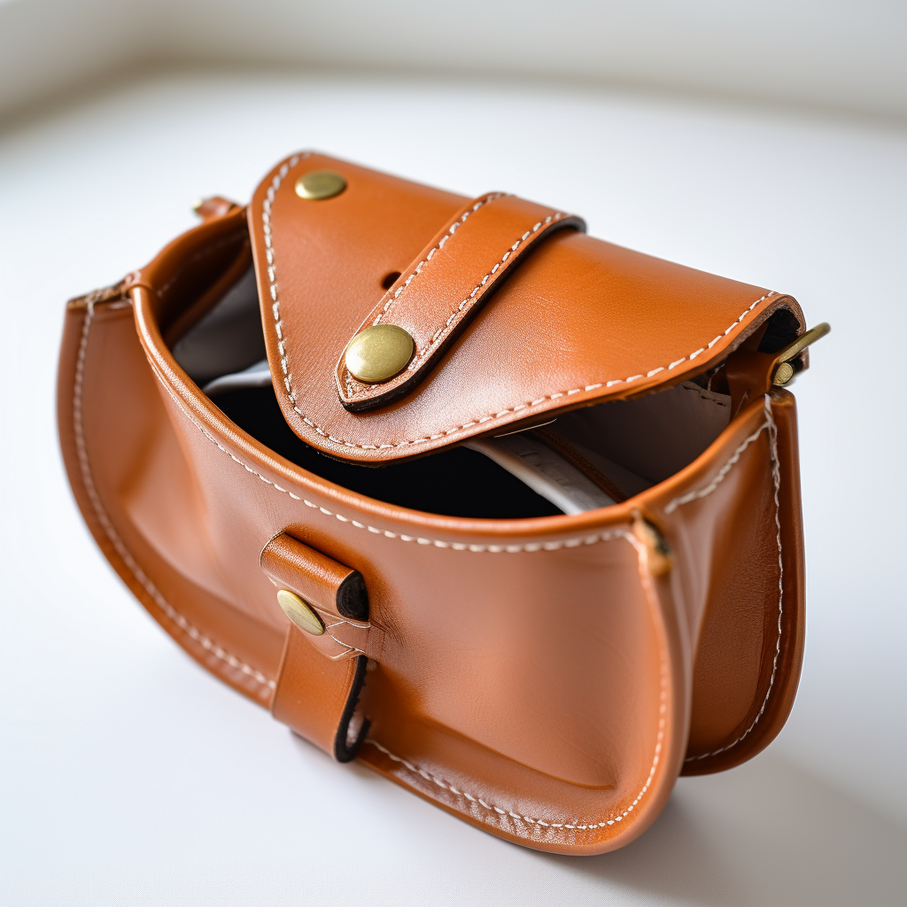 Adorable brown leather bag pouch