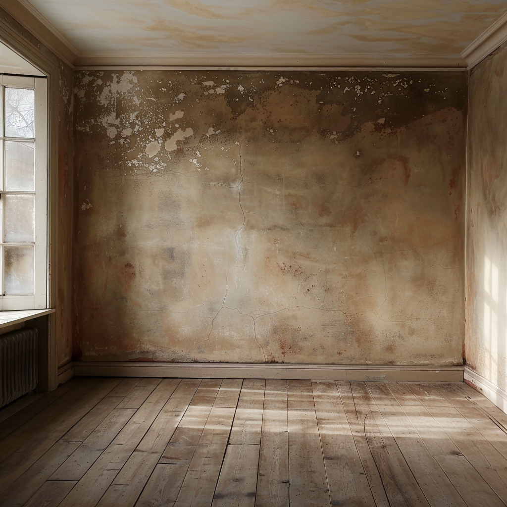 Brown limewash walls empty room