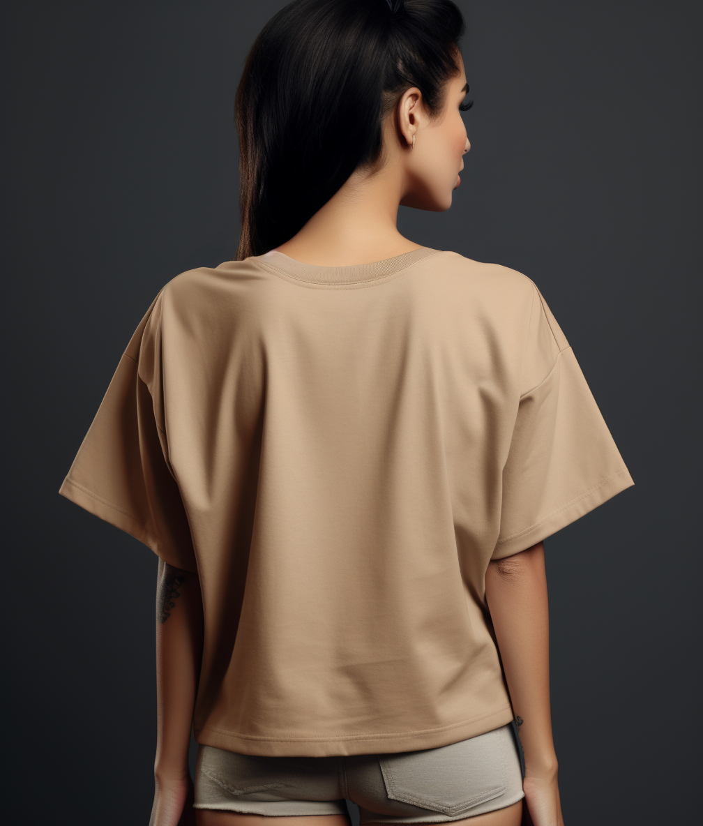 Brown oversized t-shirt on female model