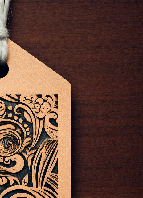 Brown paper tag with inked designs