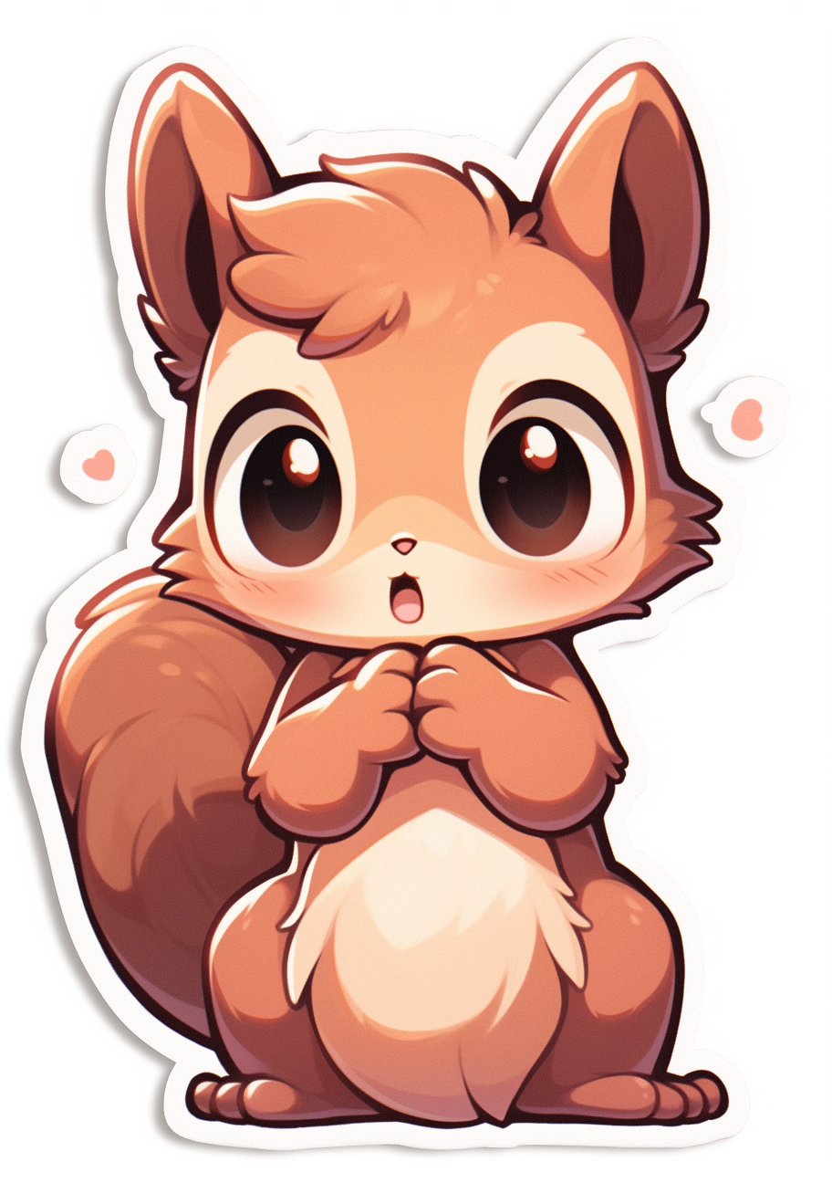 Detailed brown squirrel pixel art sticker