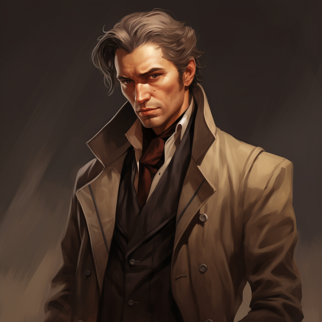 Middle-aged diplomat in brown trench coat