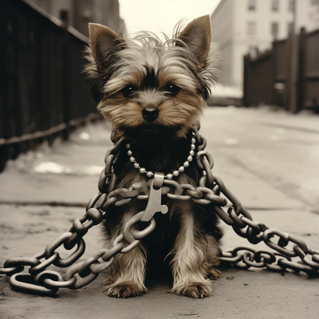 Brown Yorkie in Chains 1970s