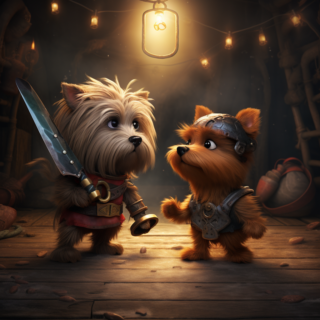 Brave Brown Yorkie defeats Viking in epic duel