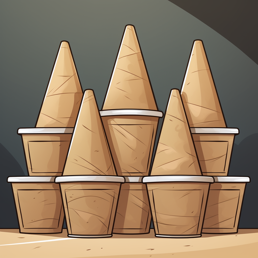 Stacked brown kraft paper pints on marble counter