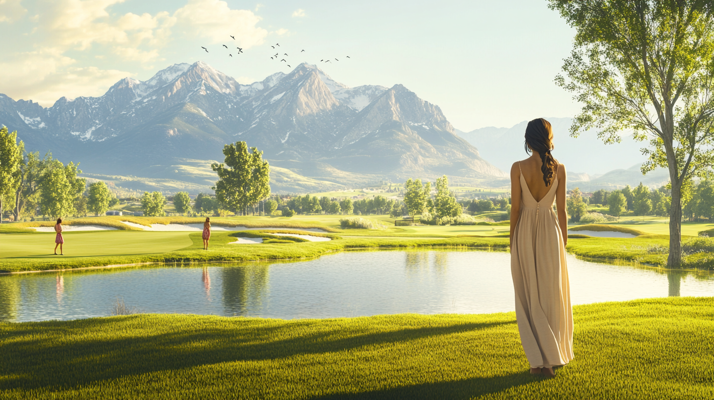 Brown lady walking on green grass