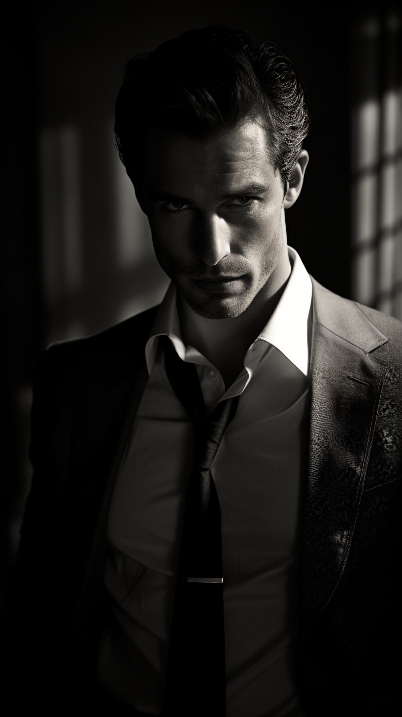 Bruce Wayne as Christian Grey in Moody Portrait