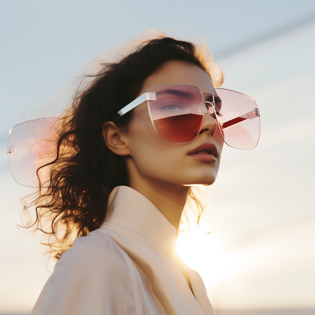 Brunette Model with White Sunglasses Outdoors