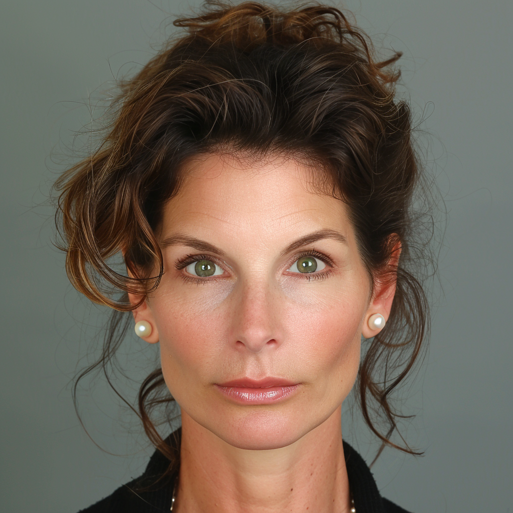 Brunette woman with pearl earrings