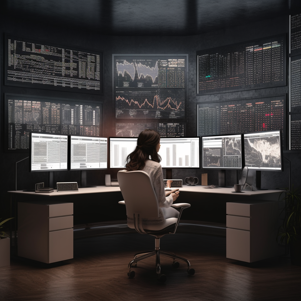 Stylish Business Girl Sitting at Desk