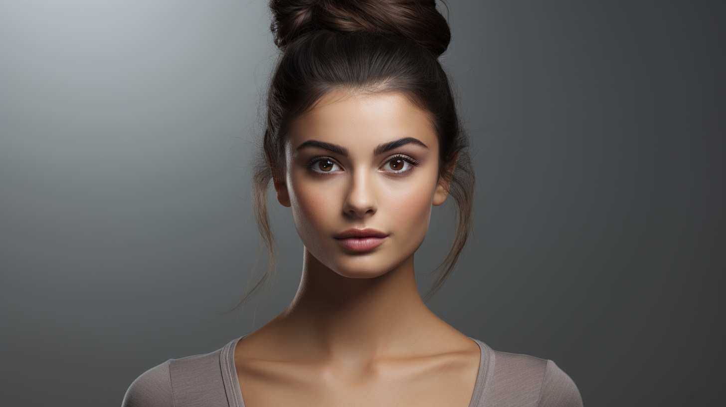 Beautiful brunette girl with bun hair