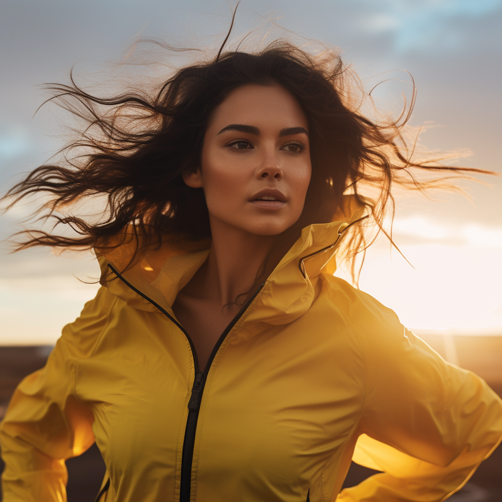 Closeup of Brunette Woman Jogging Outdoors