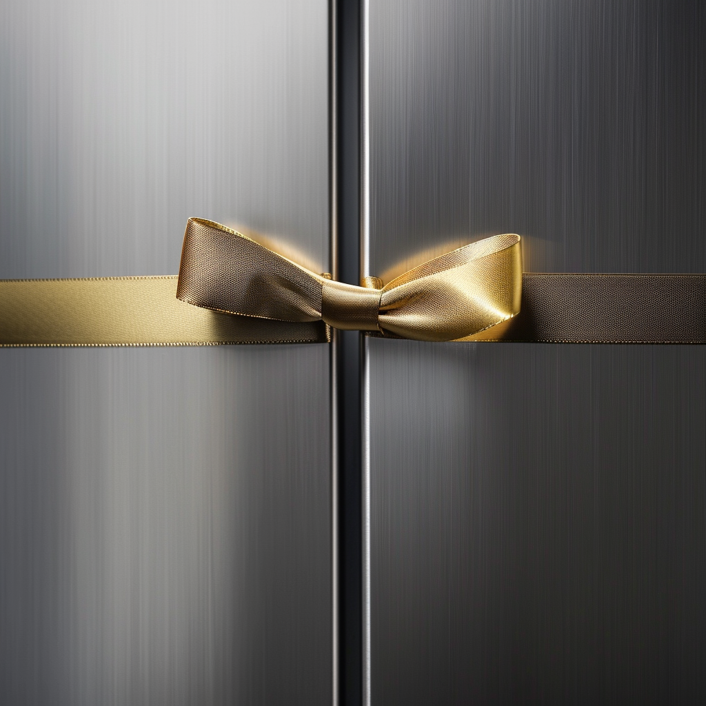 Close up brushed steel door ribbon