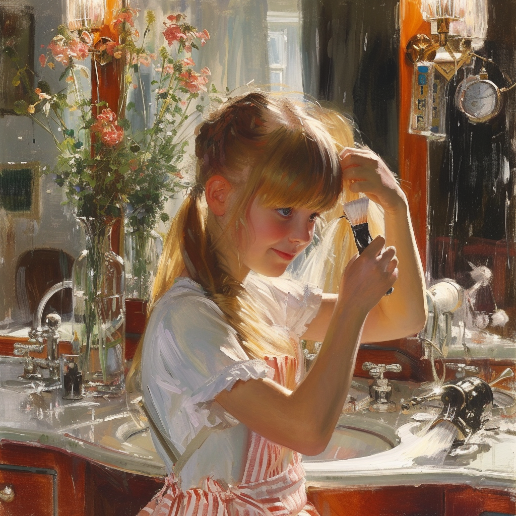 Woman brushing her hair