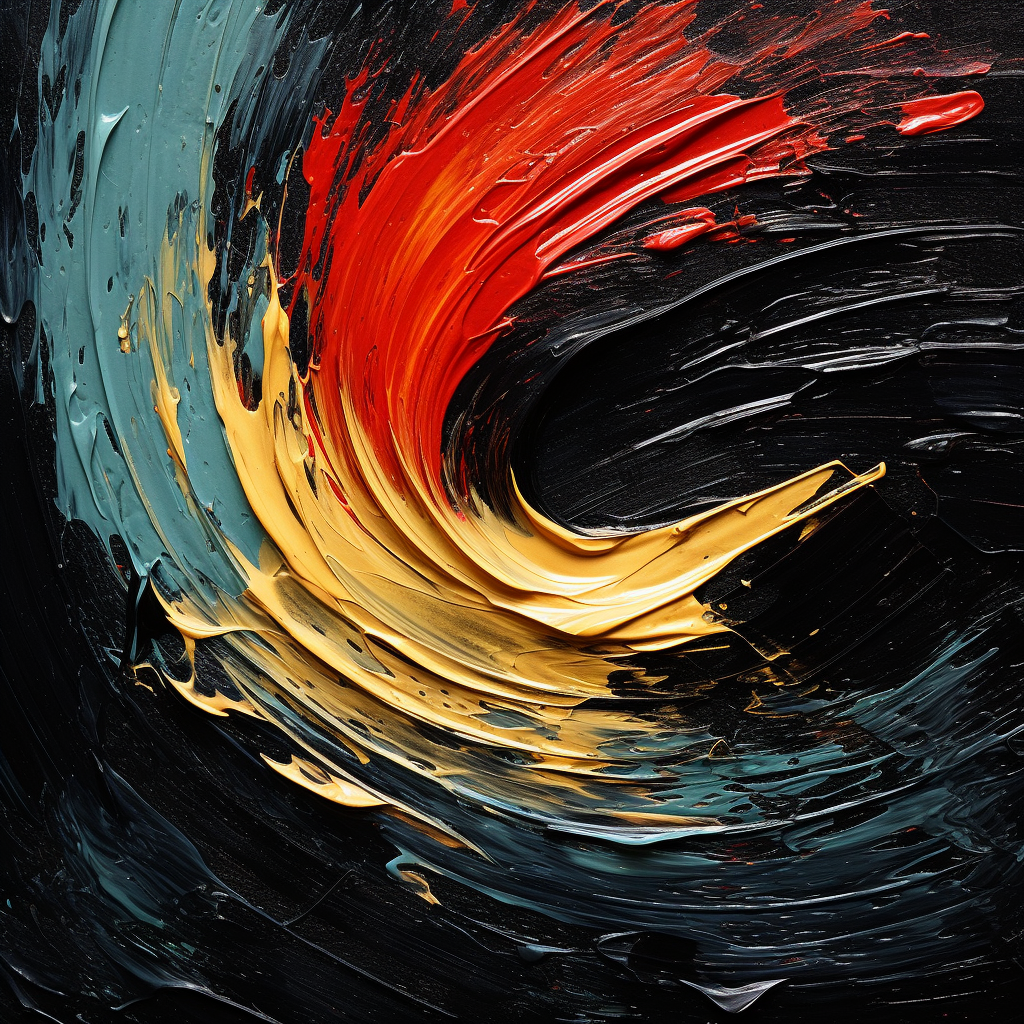 Colorful brushstrokes on black texture