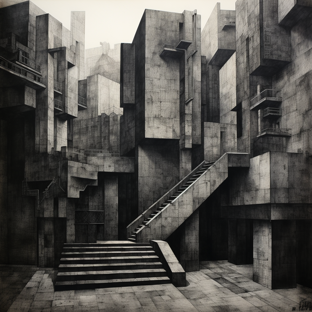 Brutalist charcoal artwork on old paper