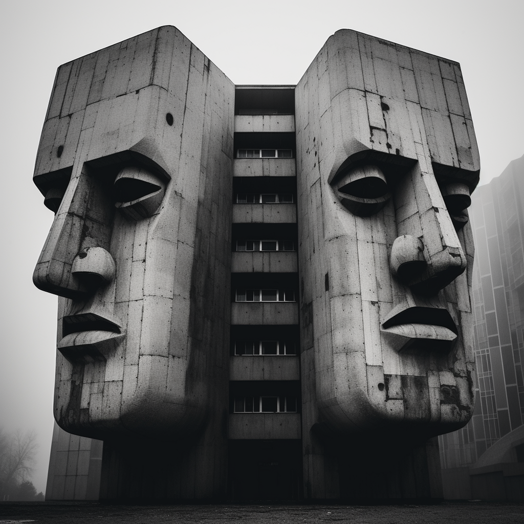 Surreal Brutalist Faces Architecture Amalgamation