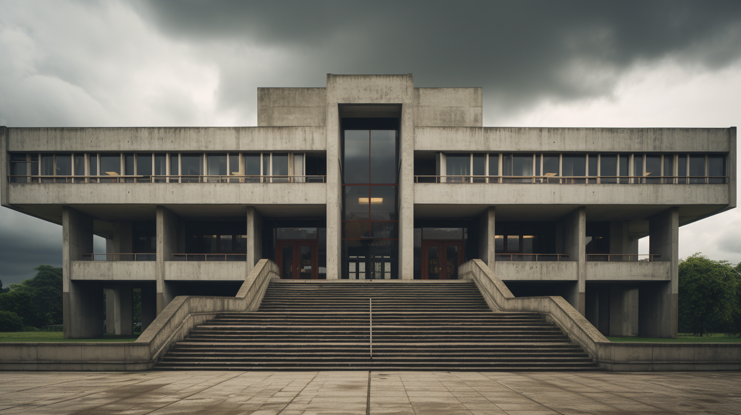 Brutalist School Building Latinamerican Facade