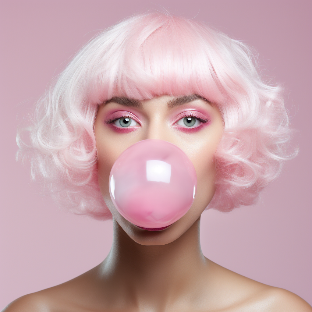 Realistic bubblegum on white background