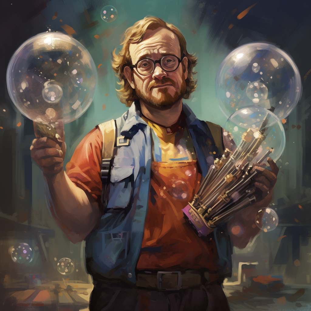 Bubbles the Artificer with his tools