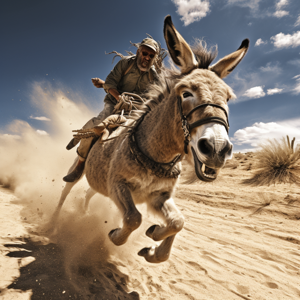 Bucking Donkey in Desert