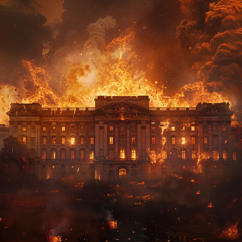 Buckingham Palace on Fire Realistic