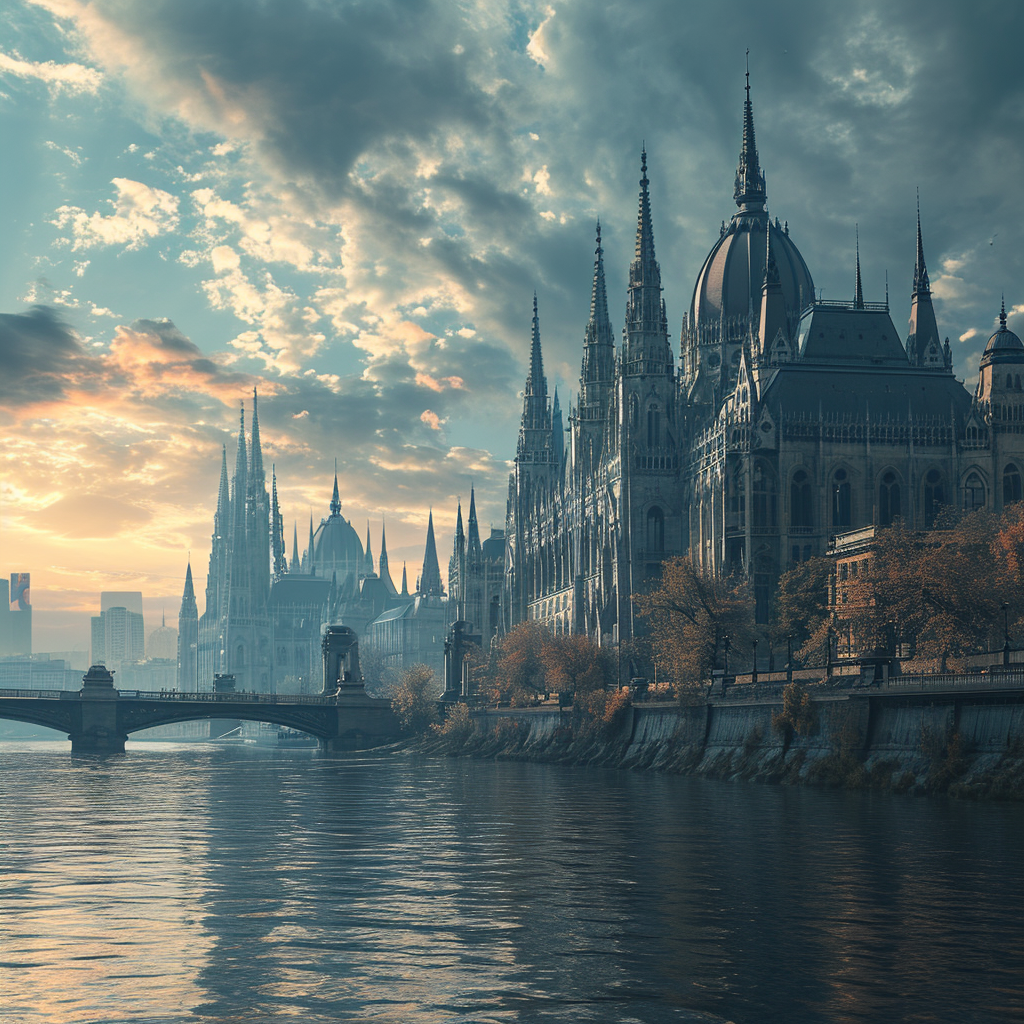 View of Budapest Parliament and Danube in 2044