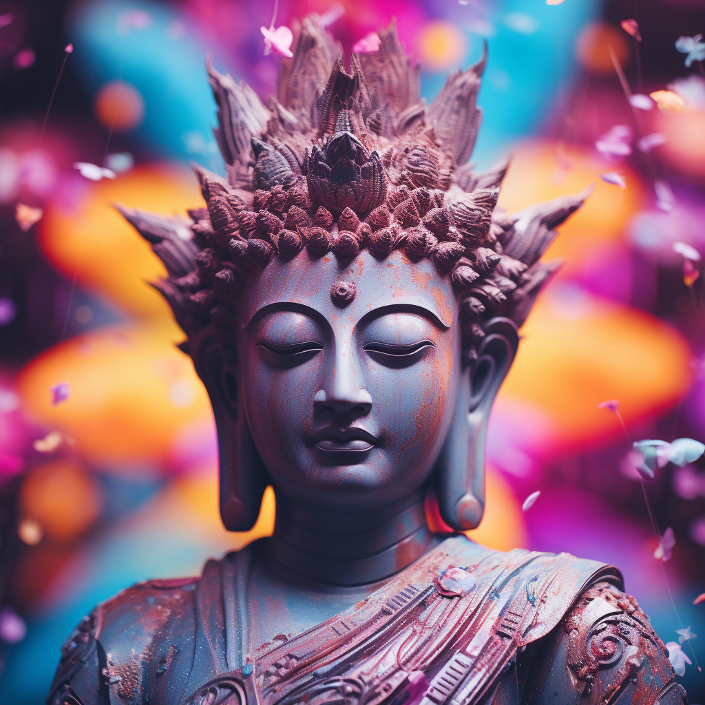 Buddha Statue Meditating Spirit Psychedelic Image